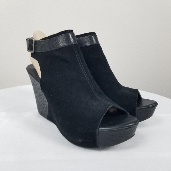 Kork-Ease Bohemian Nero Platform Ankle Strap in Black Suede Size 9 K35809 - Picture 1 of 12